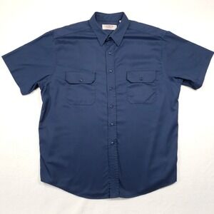 Big Mac Work Shirt Mens XL Navy Blue Short Sleeve Button Up Utility Vintage
